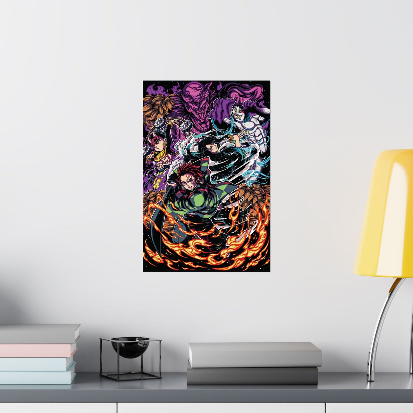 Tanjiro & Muichiro vs Hantengu Poster | Demon Slayer Matte Vertical Print