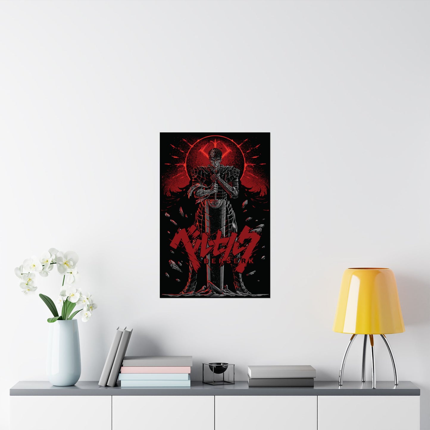 Black Swordsman Guts Matte Vertical Poster | Dark Anime Wall Art