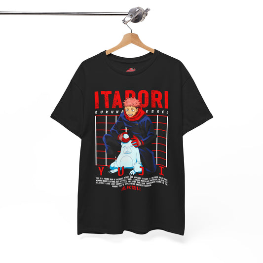 Yuji Itadori Unisex Heavy Cotton T-Shirt | Anime-Inspired Streetwear Graphic Tee | Sukuna Vessel Graphic Shirt