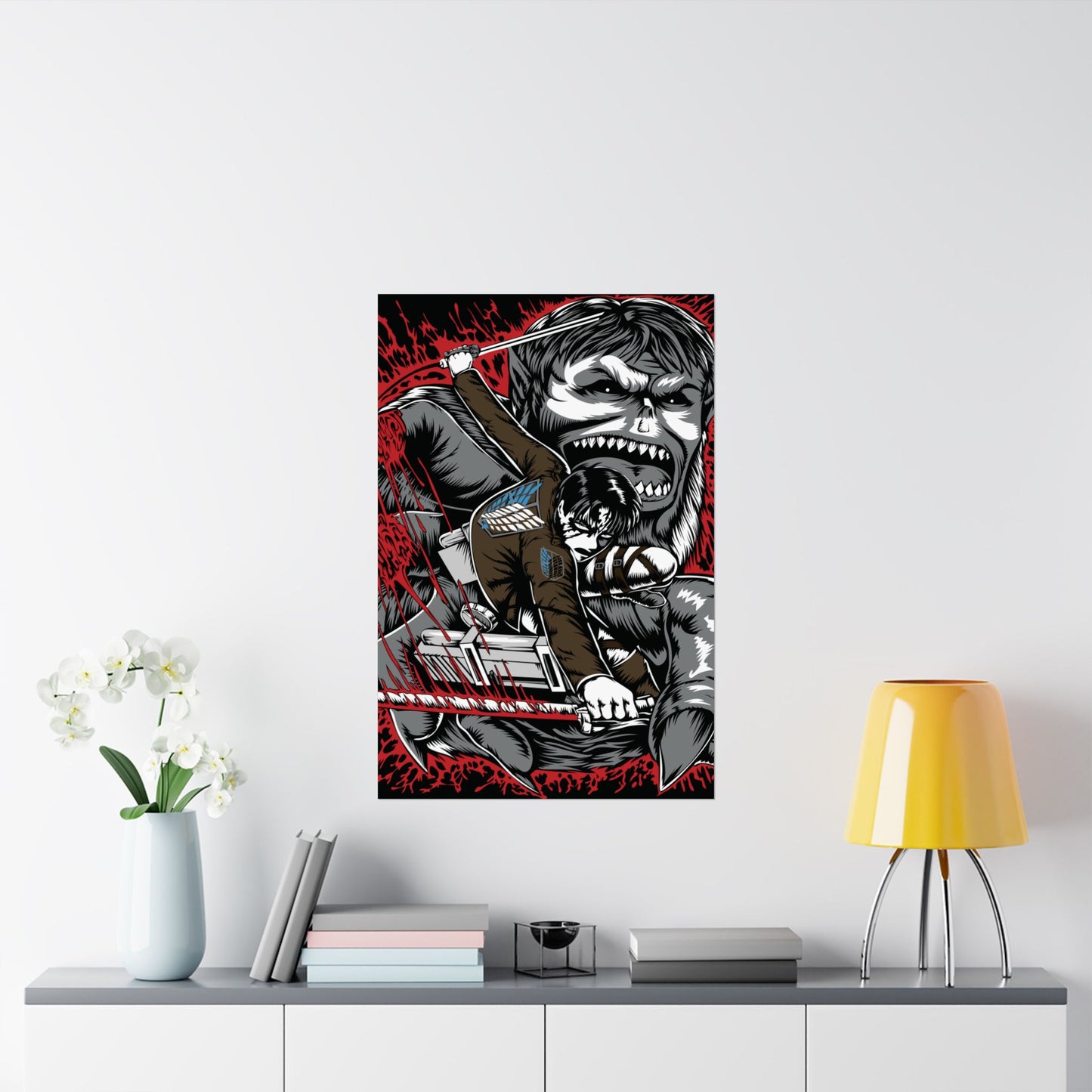 Levi vs Beast Titan Matte Vertical Poster | Attack on Titan Anime Wall Art