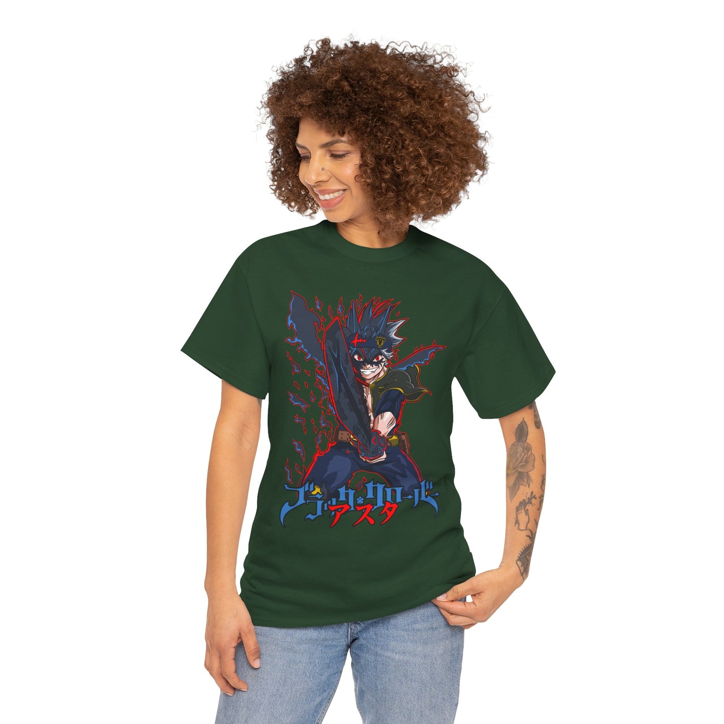 Black Asta Unisex Heavy Cotton T-Shirt | Black Clover Anime Streetwear Tee