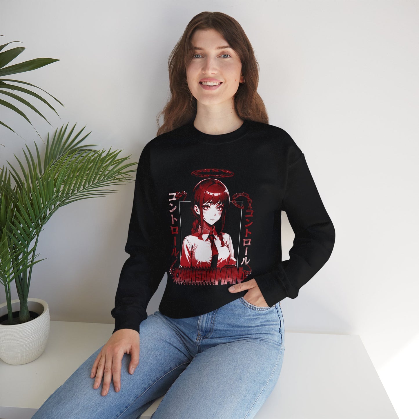 Control Devil Makima II Unisex Heavy Blend Crewneck Sweatshirt | Chainsaw Man Anime Pullover