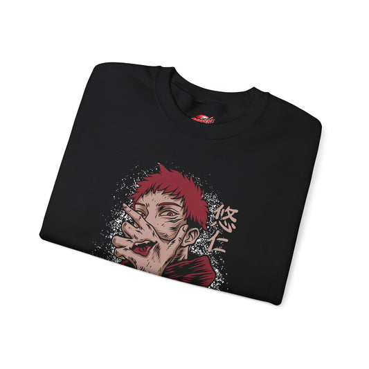 Yuji x Sukuna Unisex Heavy Blend Crewneck Sweatshirt | Anime-Inspired Streetwear Graphic Shirt | Cursed King Yuji Itadori Sweater