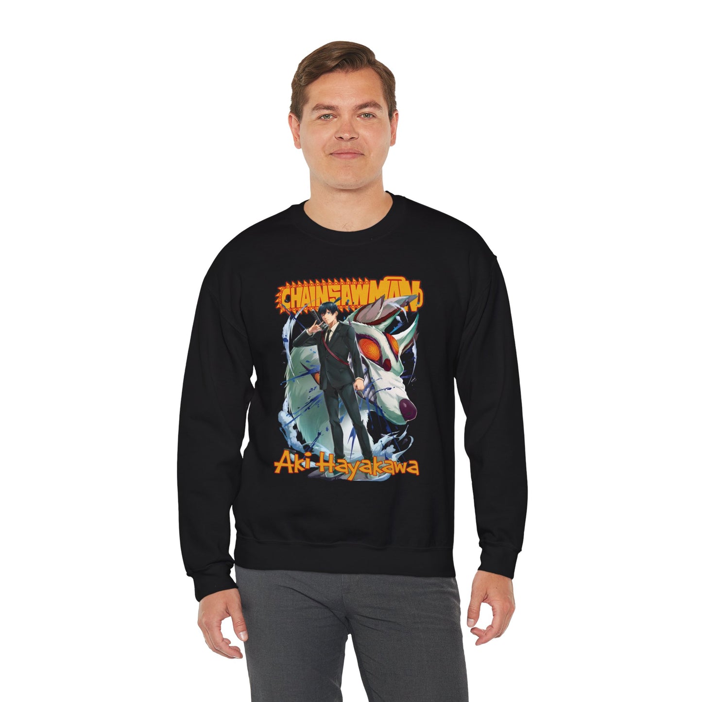 Aki x Fox Devil Unisex Heavy Blend Crewneck Sweatshirt | Chainsaw Man Anime Streetwear