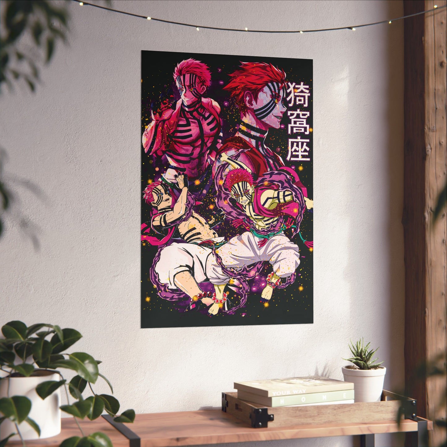 Upper Moon 3 Akaza Poster | Demon Slayer Matte Vertical Wall Art