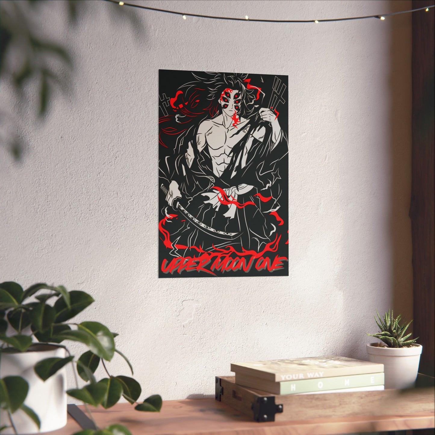 Kokushibo Crimson Aura Poster | Upper Moon One Demon Slayer Wall Art