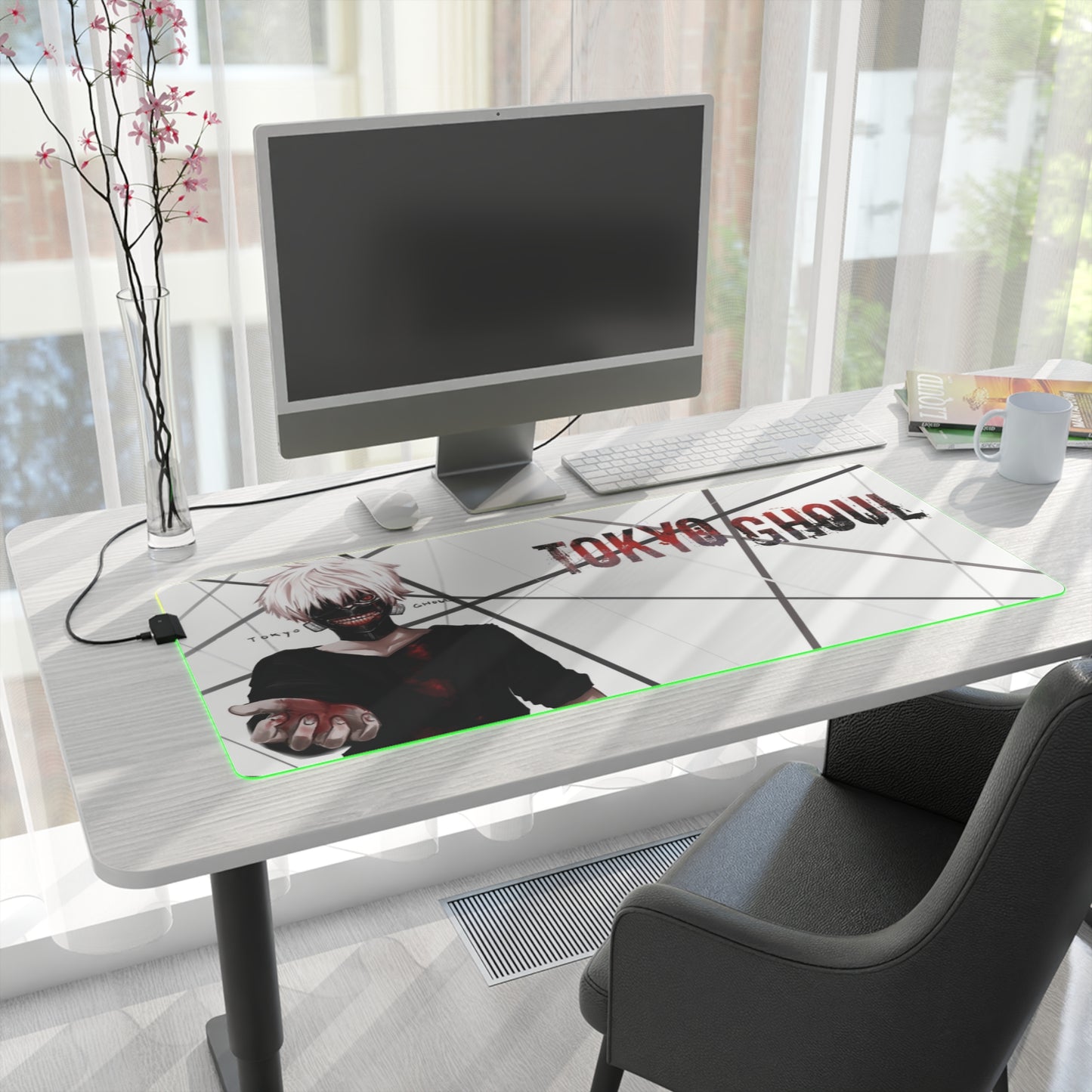 The One-Eyed King Ken Kaneki LED Gaming Mouse Pad | Tokyo Ghoul RGB Desk Mat