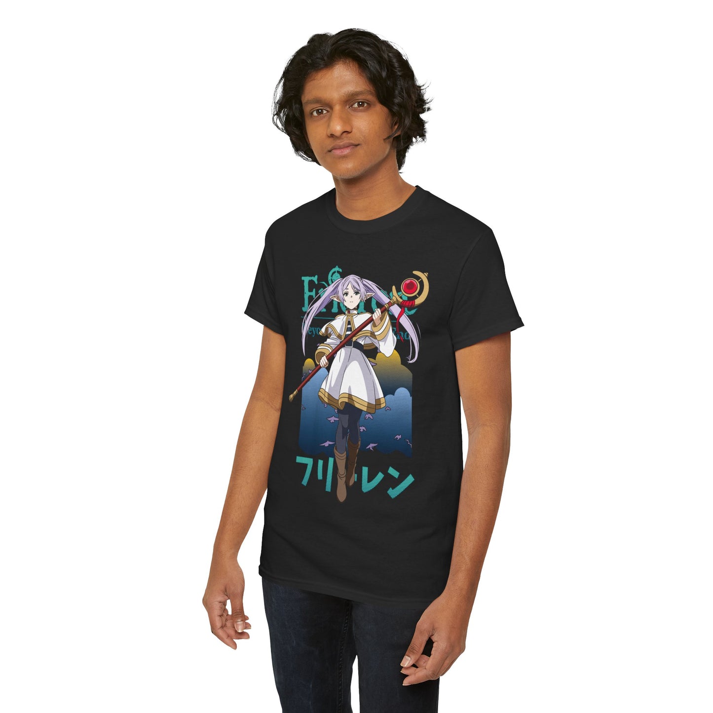 Frieren Unisex Heavy Cotton T-Shirt | Elven Mage Anime-Inspired Streetwear Graphic Tee