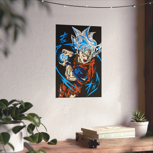 Super Saiyan Blue Goku Kamehameha Matte Vertical Poster