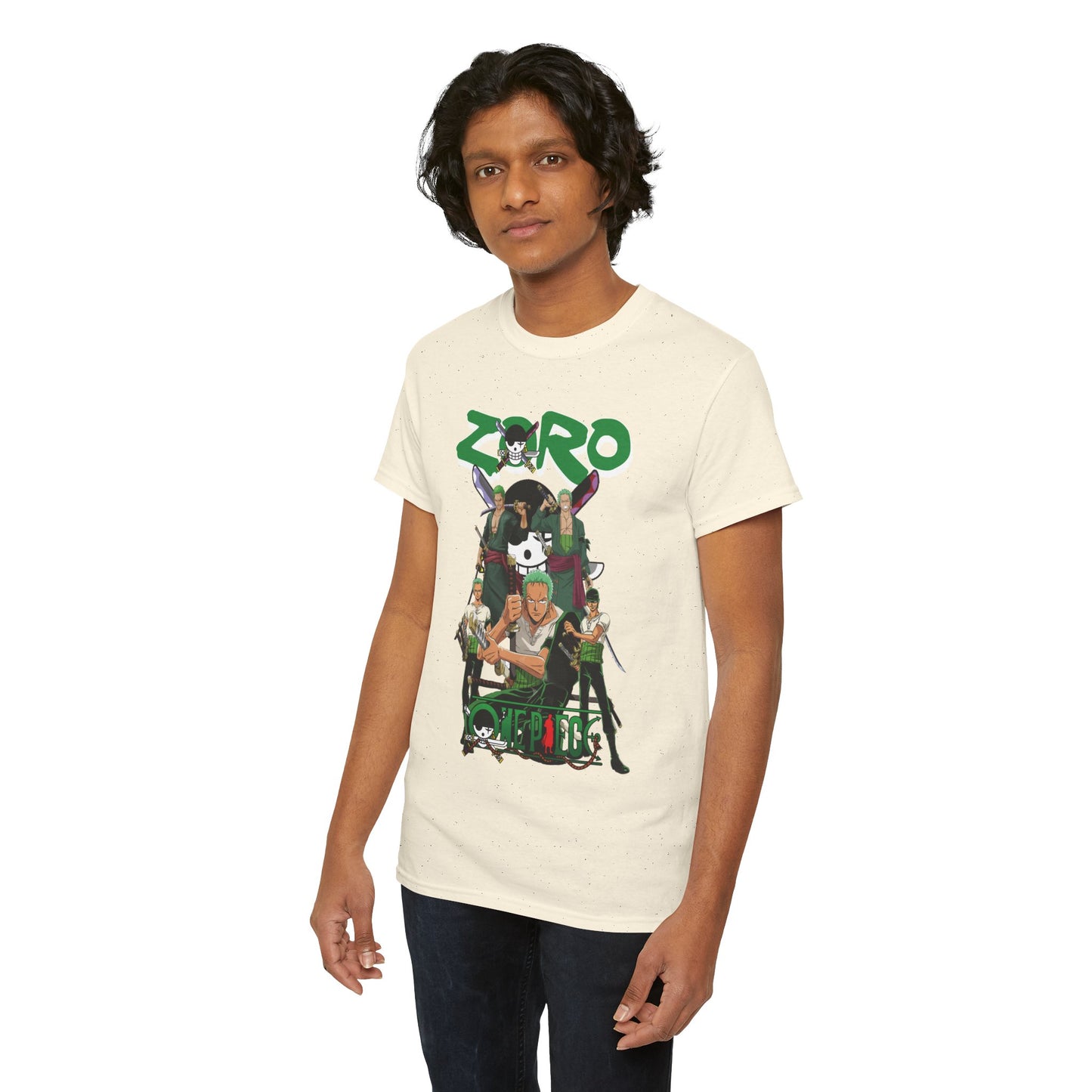 Zoro Unisex Heavy Cotton T-Shirt | One Piece Swordsman Anime Streetwear Tee