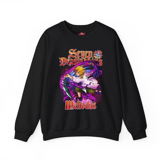 Dragon Sin Of Wrath Meliodas II Crewneck Sweatshirt | Anime-Inspired Graphic Sweater | Meliodas Demon Form Pullover | Otaku Shonen Unisex