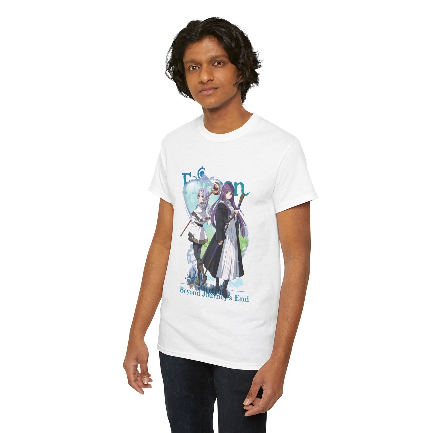 Frieren & Fern Unisex Heavy Cotton T-Shirt | Anime-Inspired Streetwear Graphic Tee