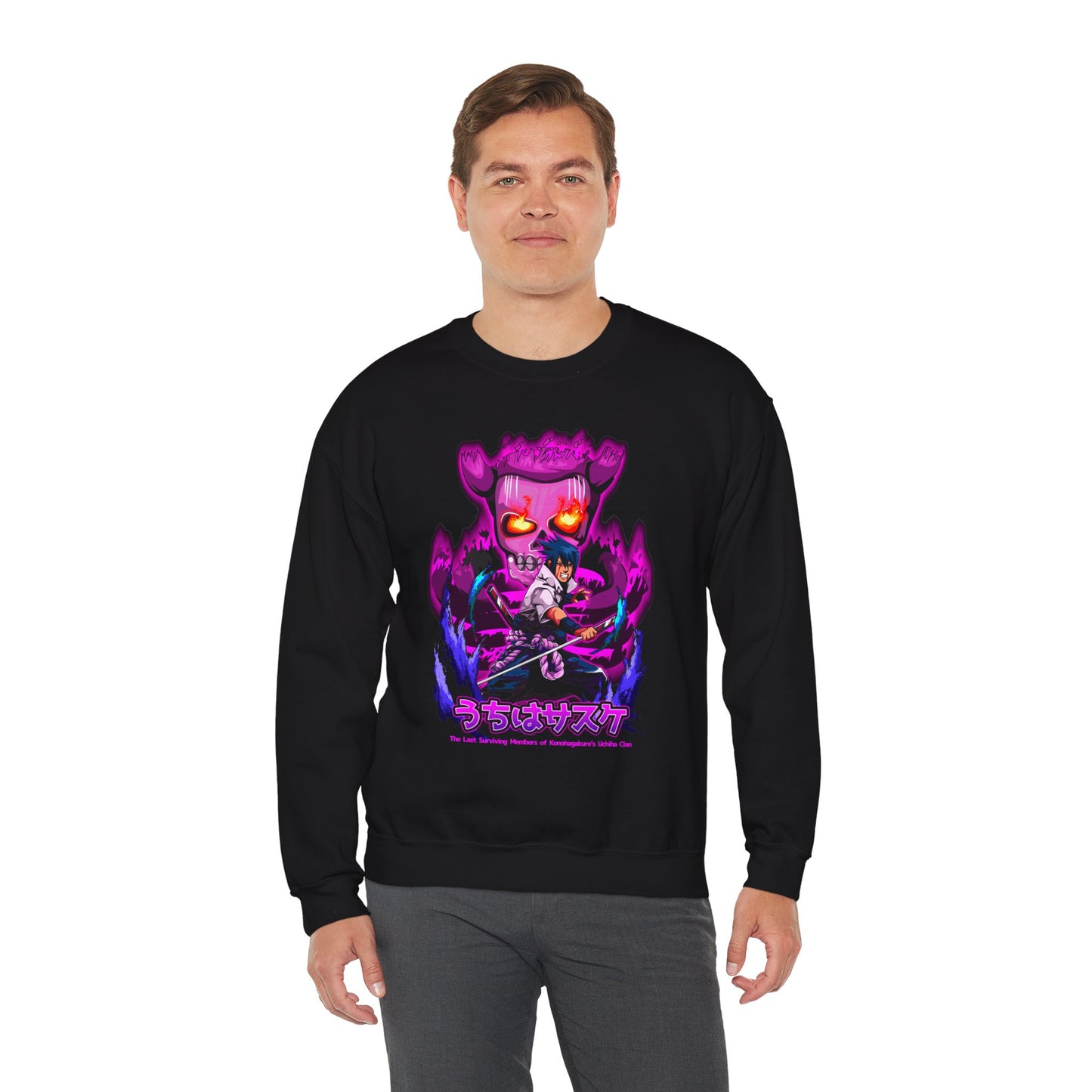 Sasuke Uchiha Susanoo Crewneck | Anime-Inspired Streetwear Graphic Sweatshirt | Mangekyo Sharingan Uchiha Sweater | Otaku Manga Pullover