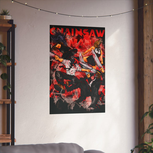 Denji vs Katana Devil Matte Vertical Poster | Anime-Inspired Wall Art