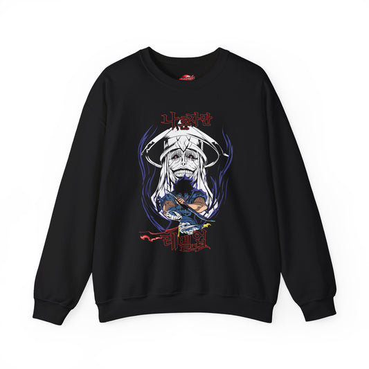 Sung Jinwoo vs Statue of God II Unisex Heavy Blend Crewneck Sweatshirt | Double Dungeon Anime-Inspired Streetwear Graphic Pullover