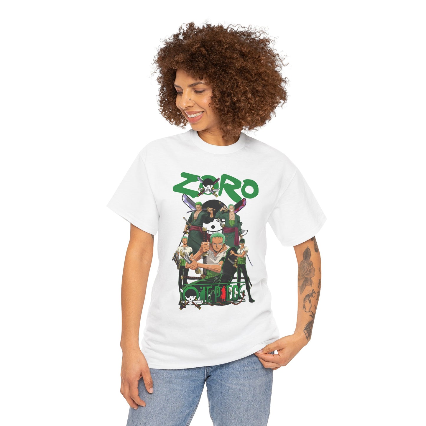 Zoro Unisex Heavy Cotton T-Shirt | One Piece Swordsman Anime Streetwear Tee