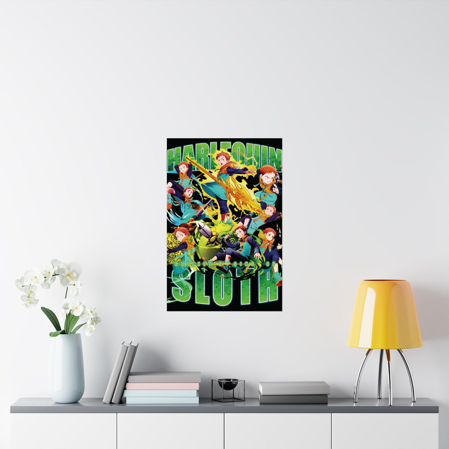 Harlequin King Poster | Anime-Inspired Wall Art | Grizzly Sin of Sloth Decor | Otaku Manga Print | Shonen Anime Poster