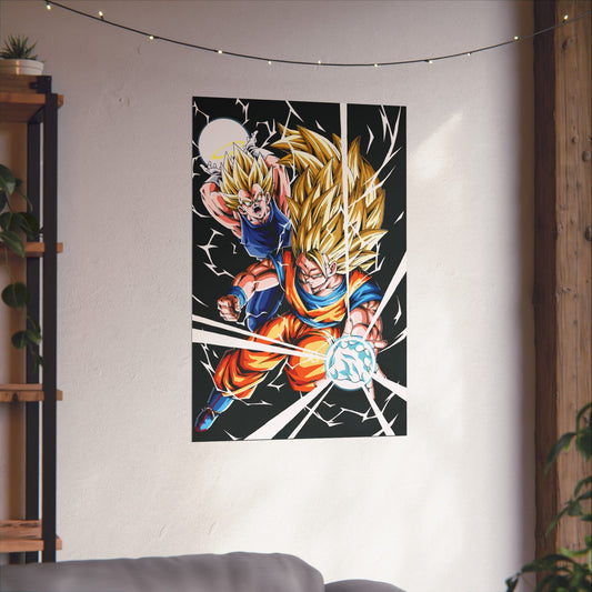 Super Saiyan Duo Strike Matte Vertical Poster | Dragon Ball Z-Inspired Wall Art