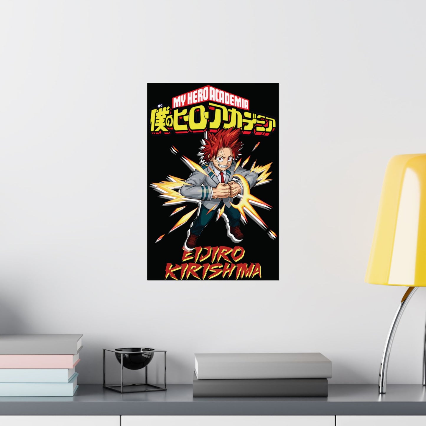 Eijiro Kirishima Vertical Matte Poster | Anime-Inspired Wall Art | Red Riot Room Decor