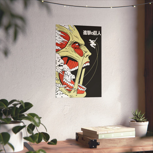Eren vs Colossal Titan Matte Vertical Poster | Anime-Inspired Wall Art