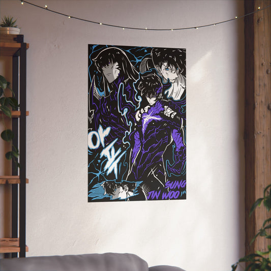 Sung Jinwoo Shadow Monarch Awakening Matte Vertical Poster | Anime-Inspired Wall Art | Shadow Monarch Collage Print