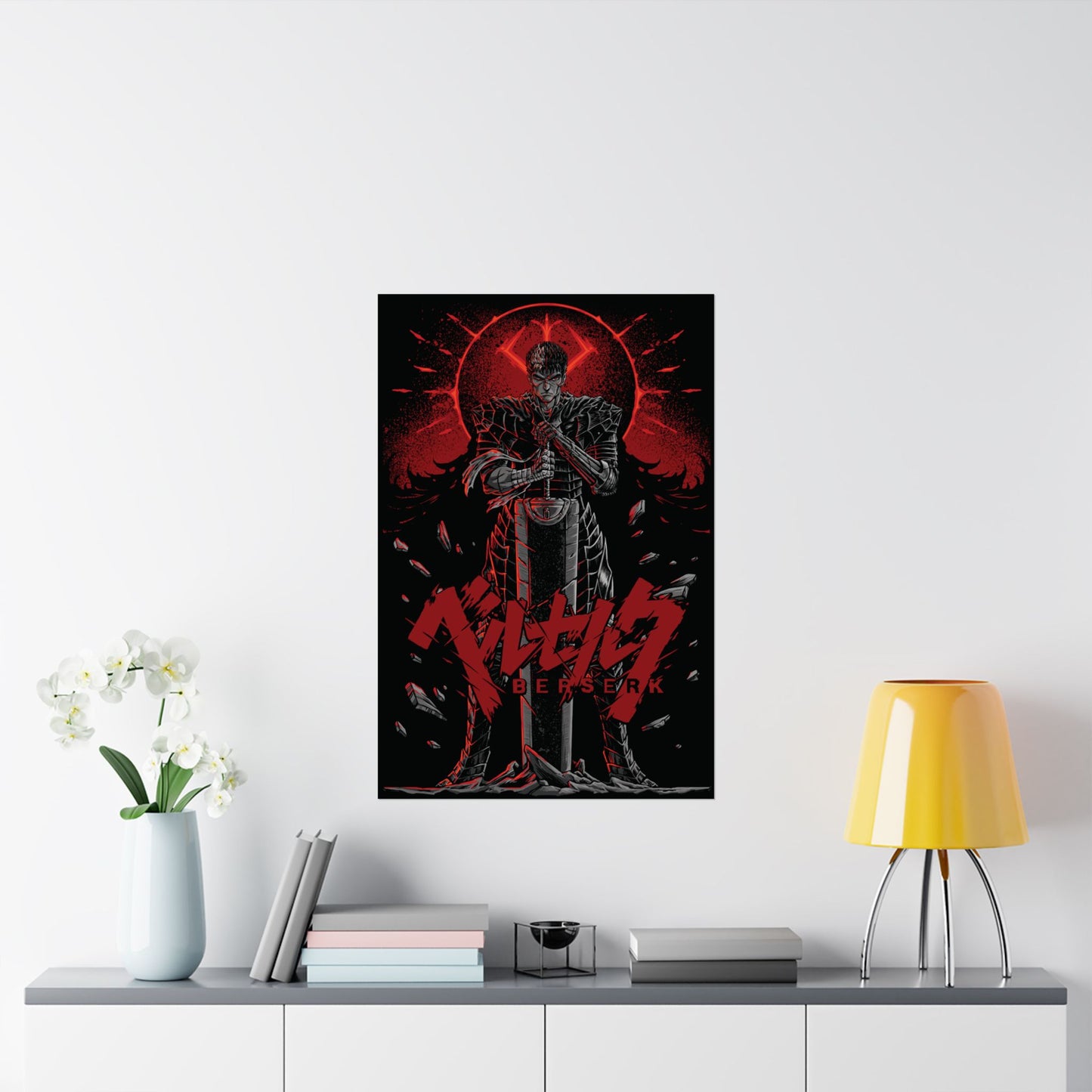Black Swordsman Guts Matte Vertical Poster | Dark Anime Wall Art