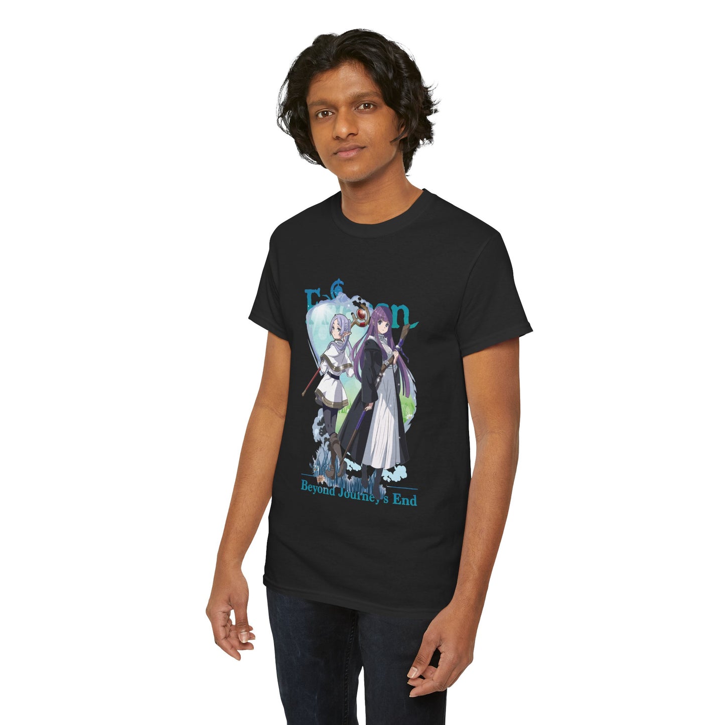 Frieren & Fern Unisex Heavy Cotton T-Shirt | Anime-Inspired Streetwear Graphic Tee
