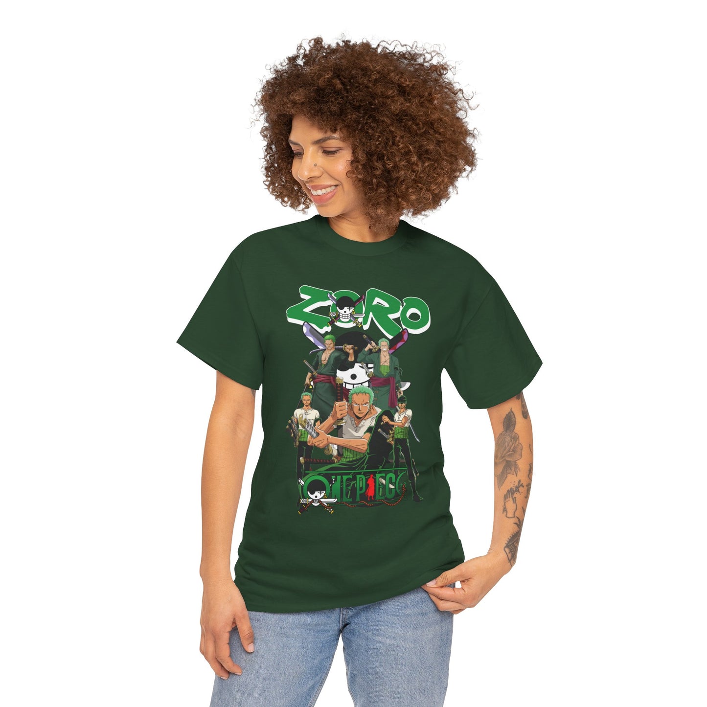Zoro Unisex Heavy Cotton T-Shirt | One Piece Swordsman Anime Streetwear Tee