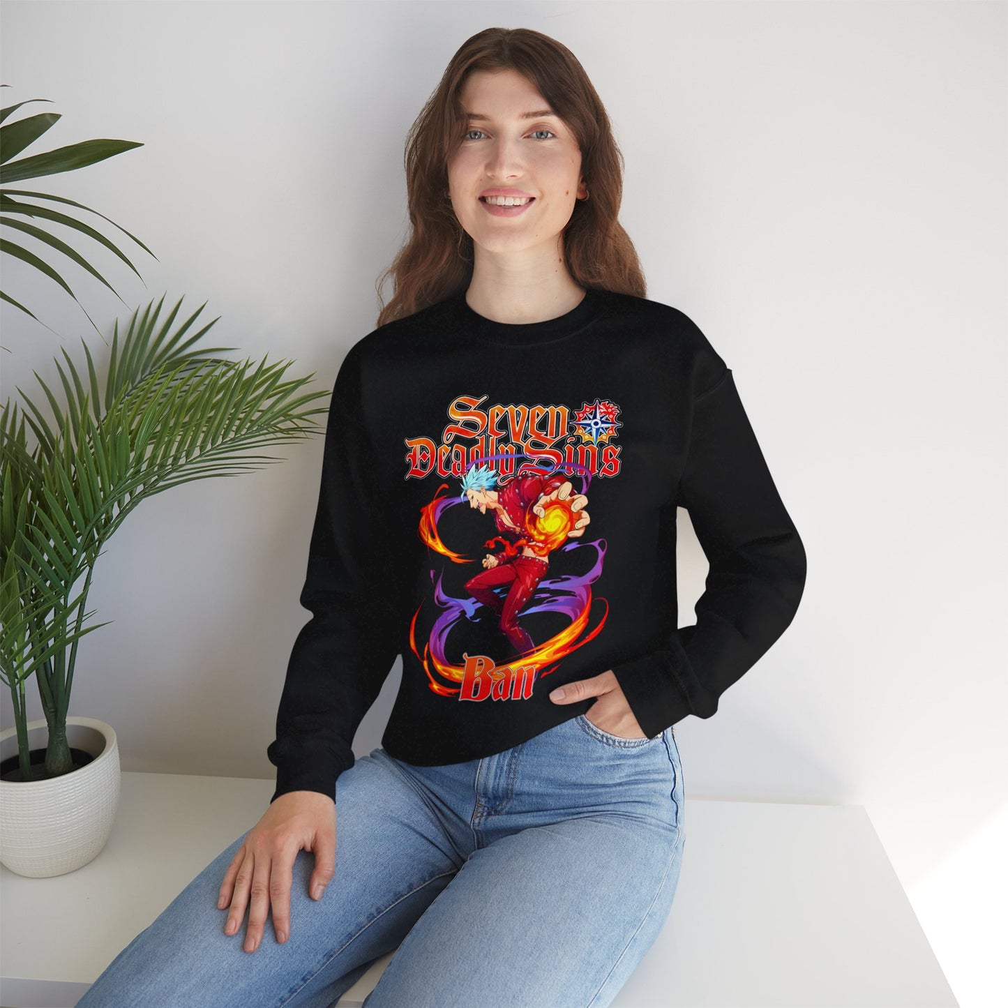 Fox Sin of Greed Ban Crewneck Sweatshirt | Anime-Inspired Streetwear Graphic Sweater | Manga Graphic Pullover