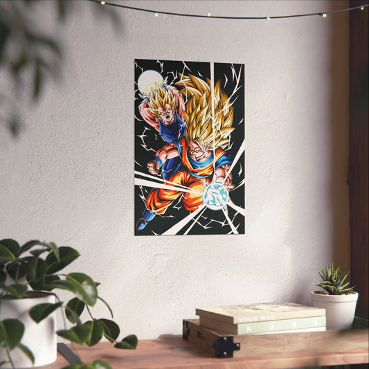Super Saiyan Duo Strike Matte Vertical Poster | Dragon Ball Z-Inspired Wall Art
