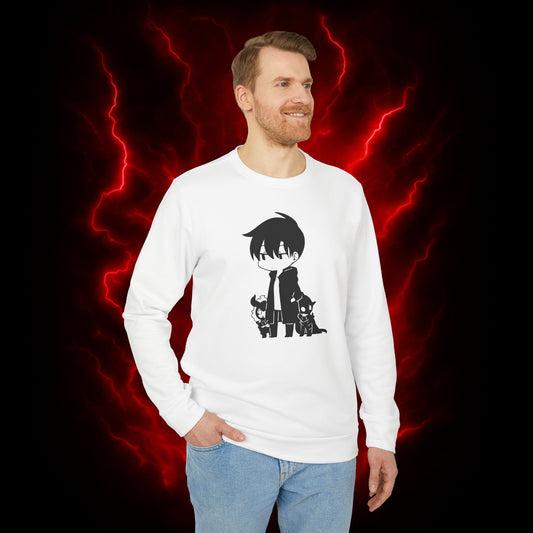 Chibi Jinwoo & Shadows Adidas Unisex Fleece Crewneck Sweatshirt