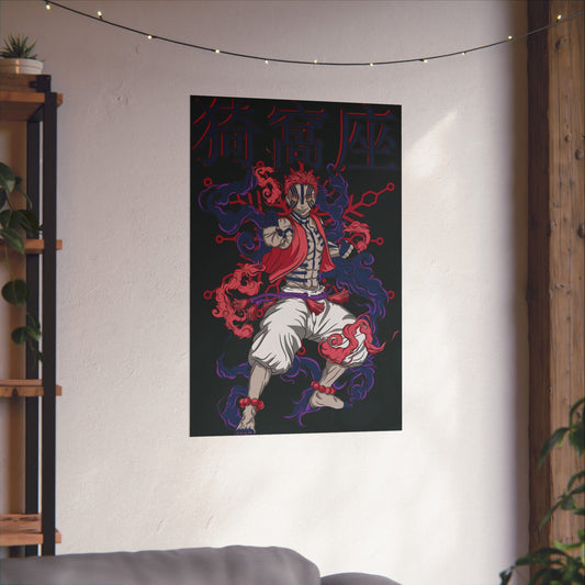 Akaza Blood Demon Anime Poster | Anime-Inspired Wall Art | Matte Vertical Manga Decor