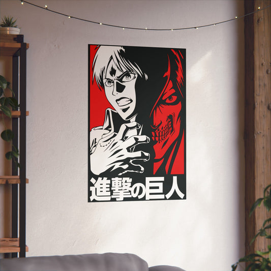 Eren Yeager Titan Awakening Matte Vertical Poster | Attack on Titan Anime Wall Art