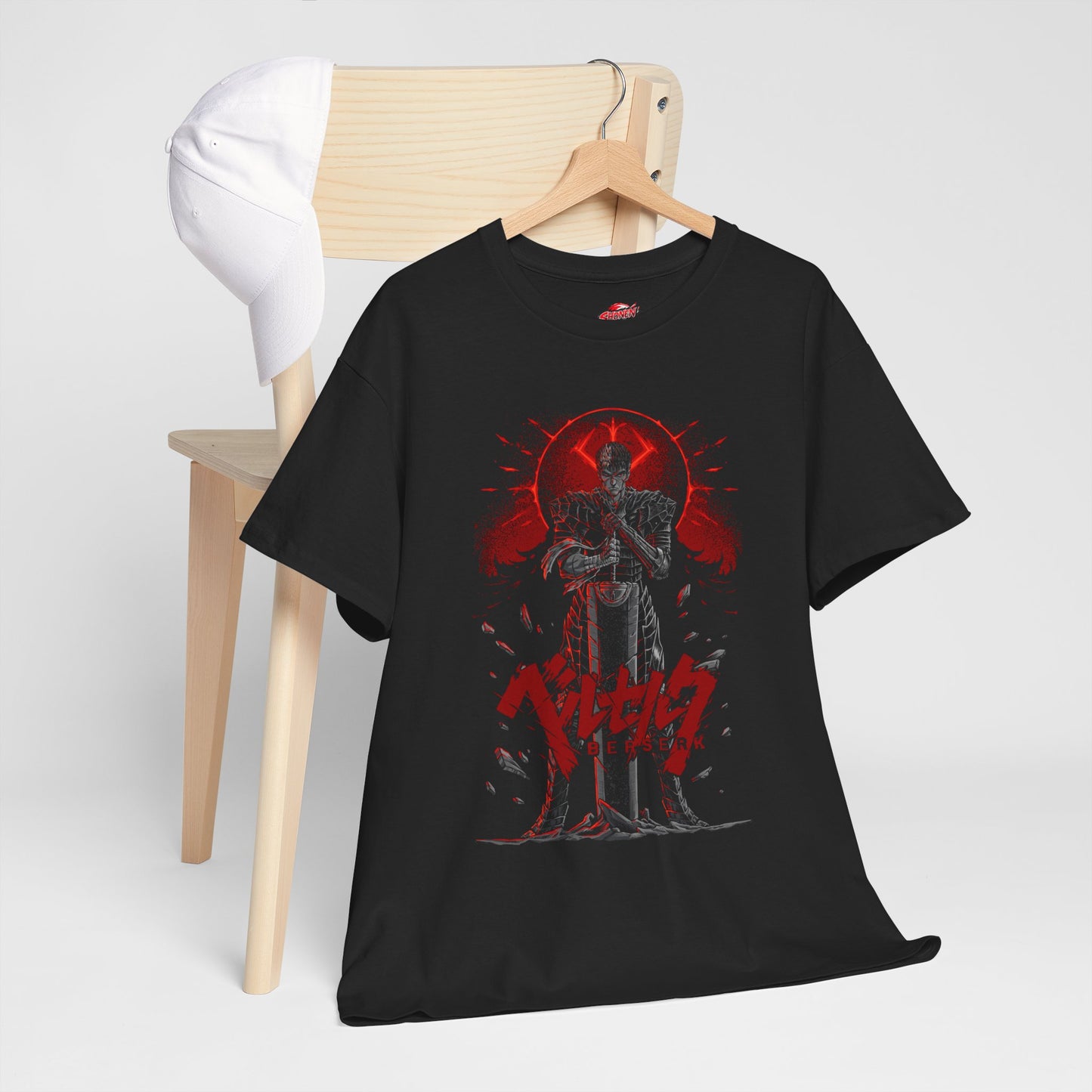Black Swordsman Guts Unisex Heavy Cotton T-Shirt | Dark Anime Streetwear Tee