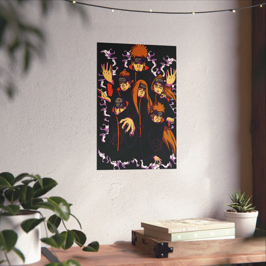 Akatsuki Six Paths of Pain Matte Poster | Anime-Inspired Wall Art | Rinnegan Villain Decor | Otaku Manga Wall Print