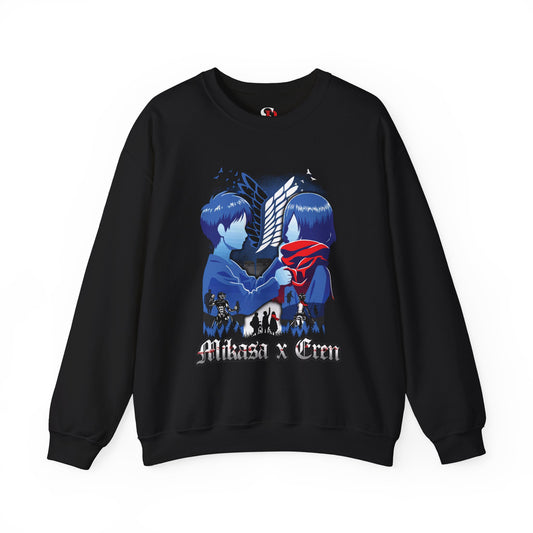 Mikasa x Eren Unisex Heavy Blend Crewneck Sweatshirt | Attack on Titan Anime Streetwear