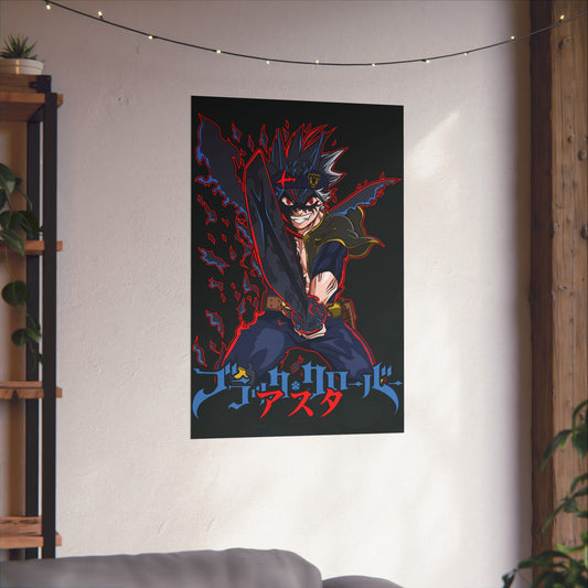 Black Asta Matte Vertical Poster | Black Clover Anime Wall Art