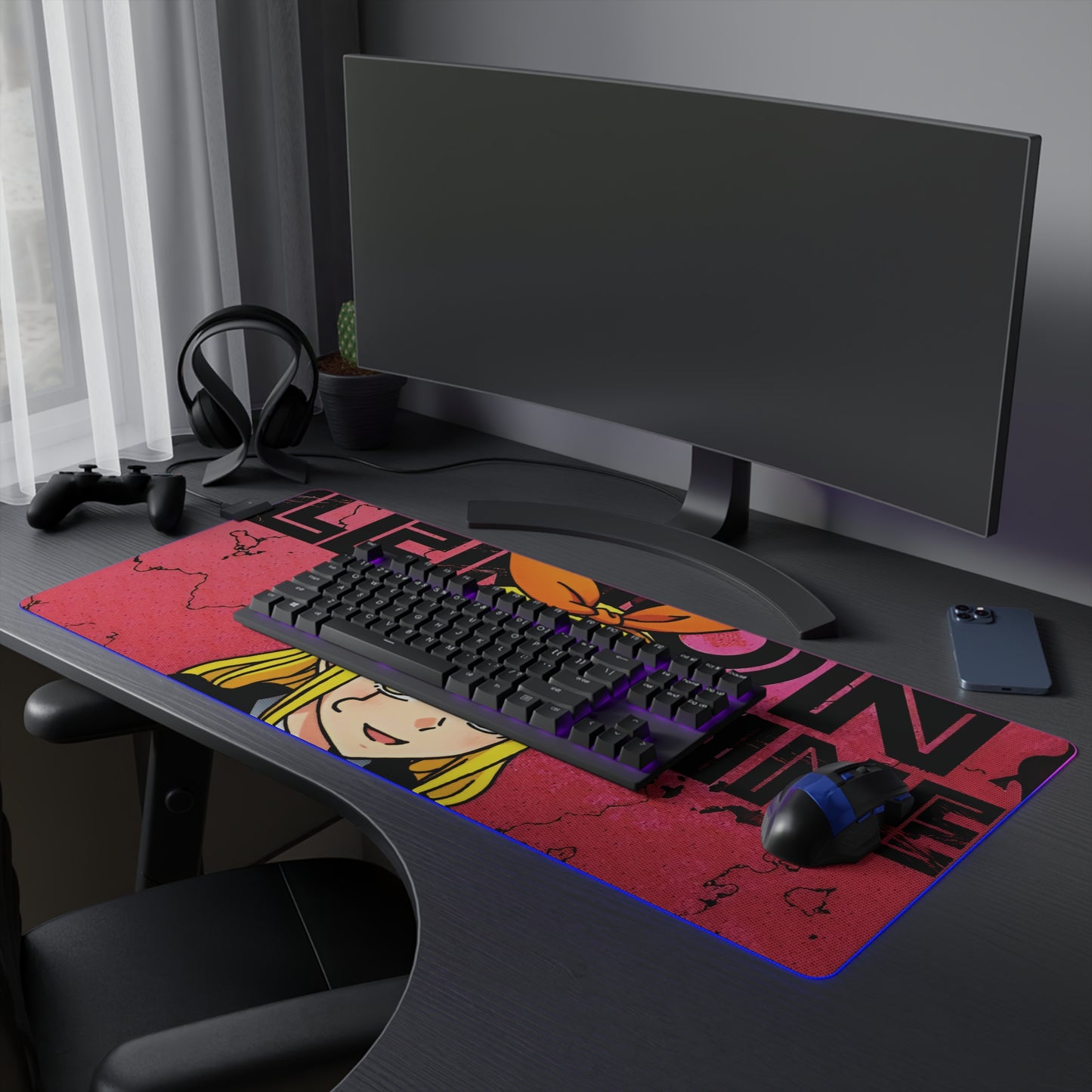 Lemon Irvine LED Gaming Mouse Pad | Anime-Inspired RGB Desk Mat | Anime Gamer Mousepad | Otaku Desk Setup
