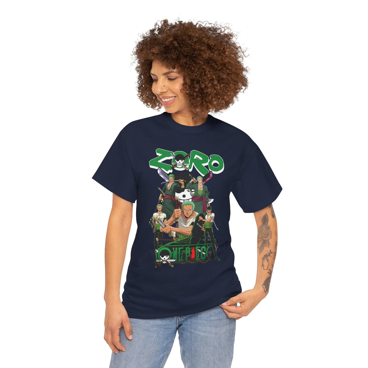 Zoro Unisex Heavy Cotton T-Shirt | One Piece Swordsman Anime Streetwear Tee