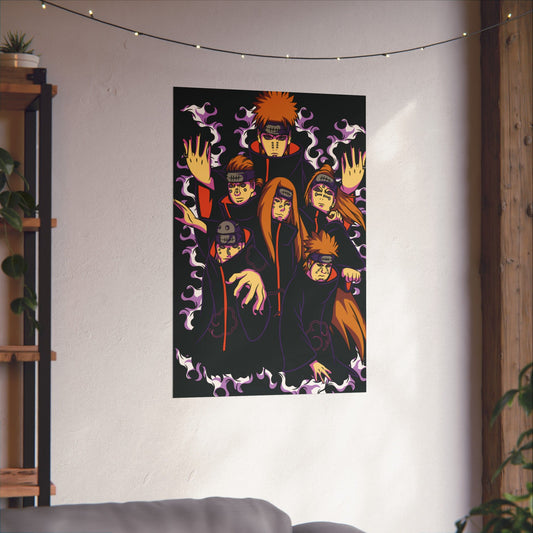 Akatsuki Six Paths of Pain Matte Poster | Anime-Inspired Wall Art | Rinnegan Villain Decor | Otaku Manga Wall Print