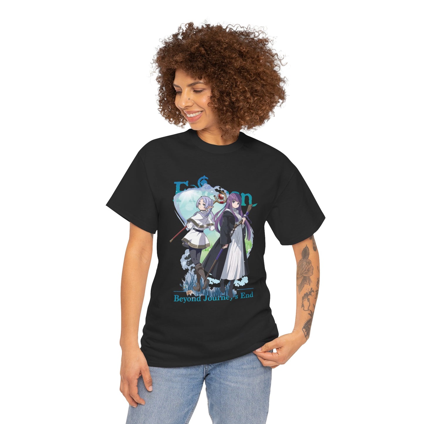 Frieren & Fern Unisex Heavy Cotton T-Shirt | Anime-Inspired Streetwear Graphic Tee