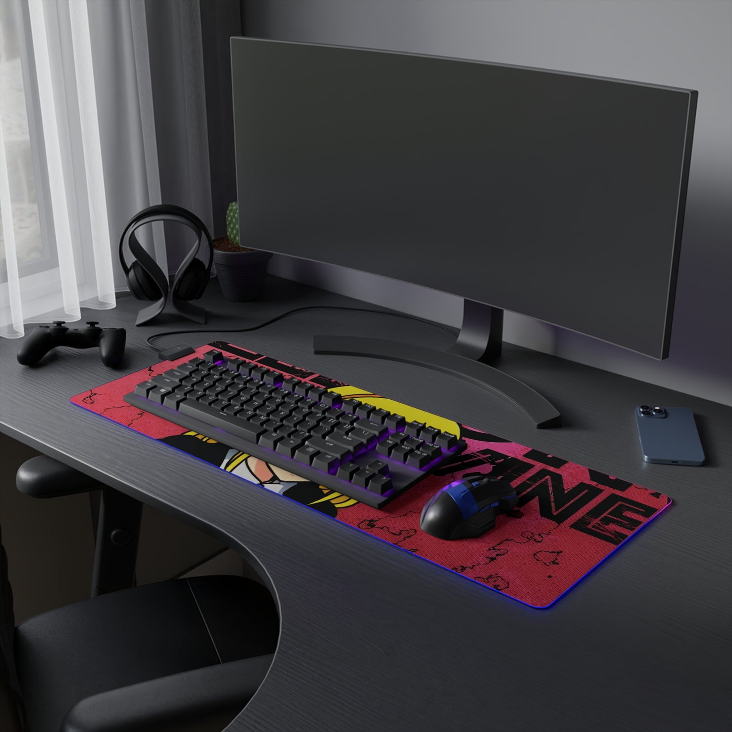 Lemon Irvine LED Gaming Mouse Pad | Anime-Inspired RGB Desk Mat | Anime Gamer Mousepad | Otaku Desk Setup