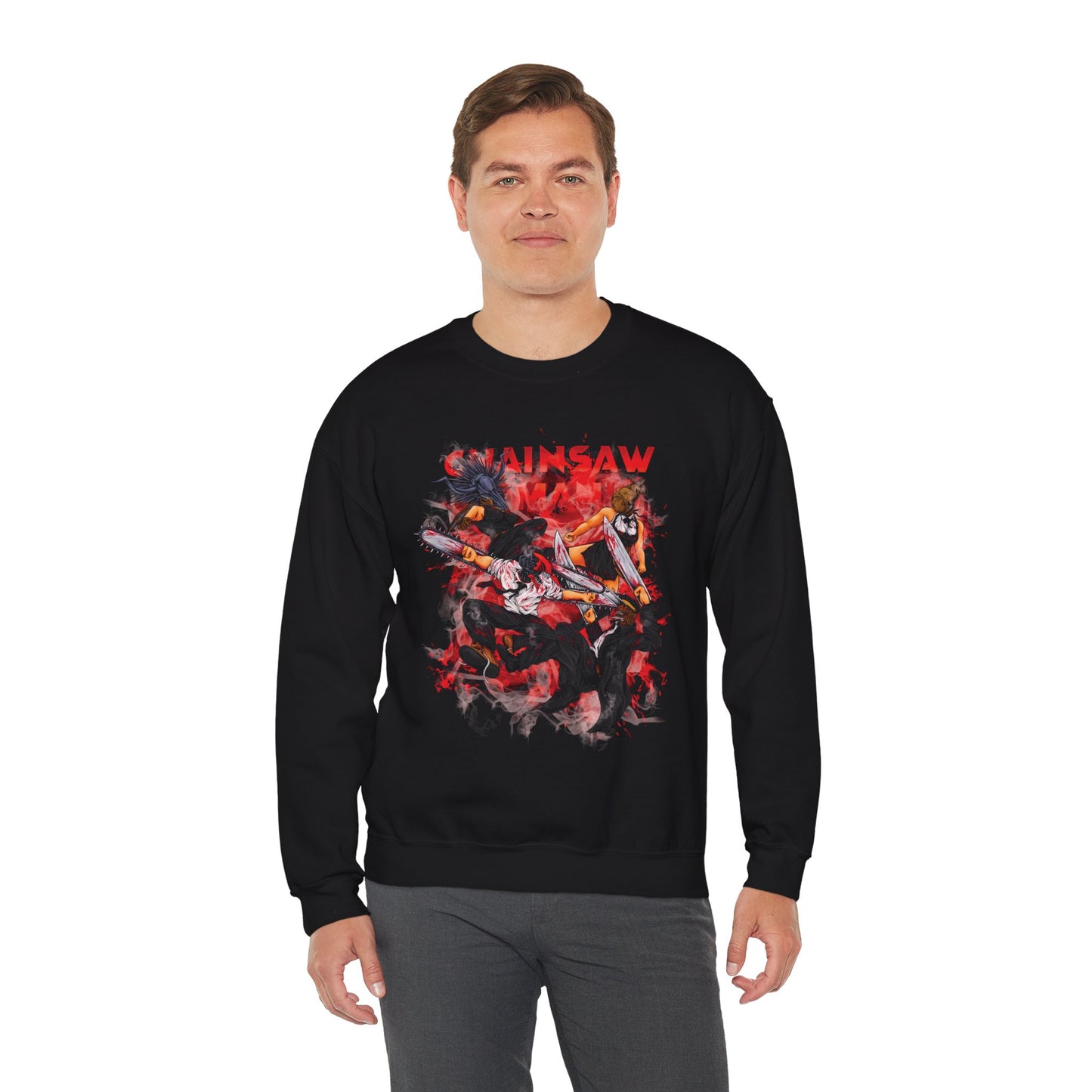 Denji vs Katana Devil Unisex Heavy Blend Crewneck Sweatshirt | Anime-Inspired Streetwear