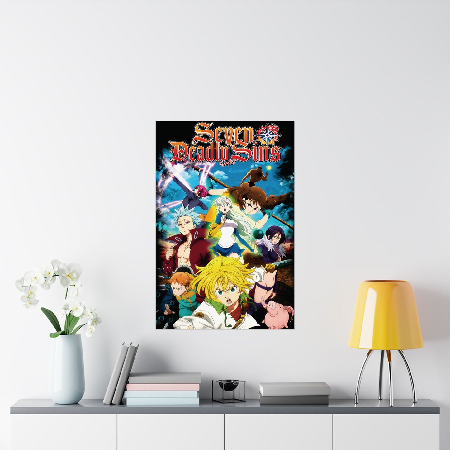 Sins Unleashed Poster | Meliodas Ban Escanor Wall Art | Anime Group Decor | Manga-Inspired Print | Shonen Anime Poster