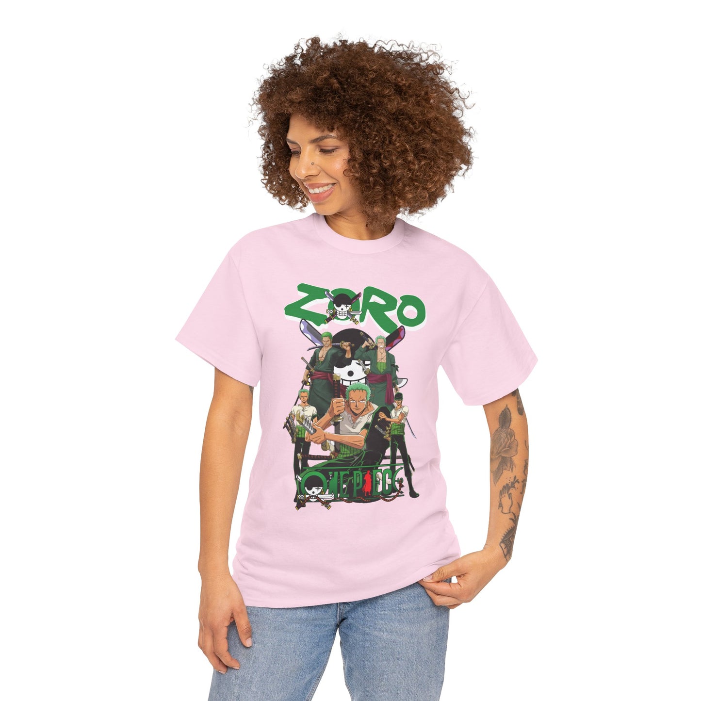 Zoro Unisex Heavy Cotton T-Shirt | One Piece Swordsman Anime Streetwear Tee