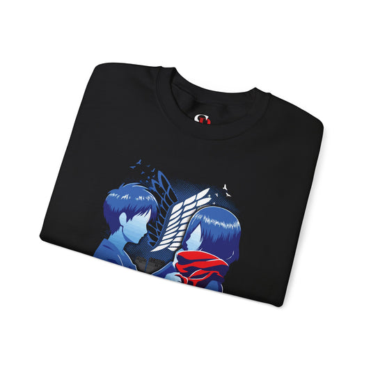 Mikasa x Eren Unisex Heavy Blend Crewneck Sweatshirt | Attack on Titan Anime Streetwear