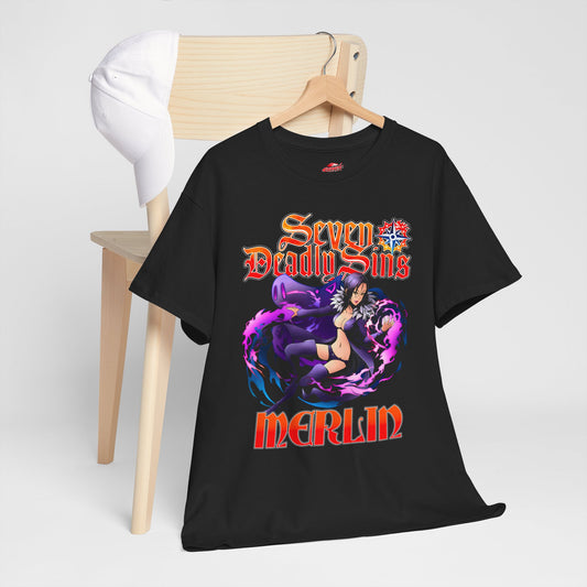 Boar Sin of Gluttony Merlin T-Shirt | Anime-Inspired Streetwear Graphic Shirt | Manga Graphic Tee | Otaku Streetwear