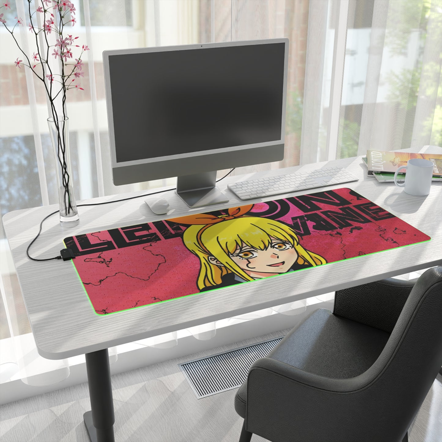 Lemon Irvine LED Gaming Mouse Pad | Anime-Inspired RGB Desk Mat | Anime Gamer Mousepad | Otaku Desk Setup
