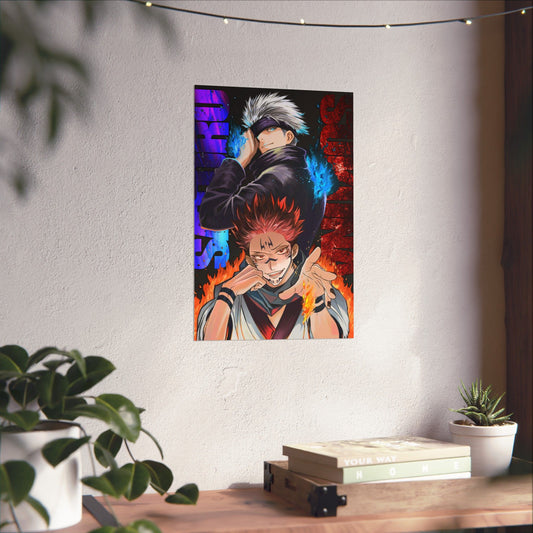 Satoru Gojo x Sukuna Matte Poster | Anime-Inspired Wall Art | Strongest Sorcerer vs King of Curses Anime Decor