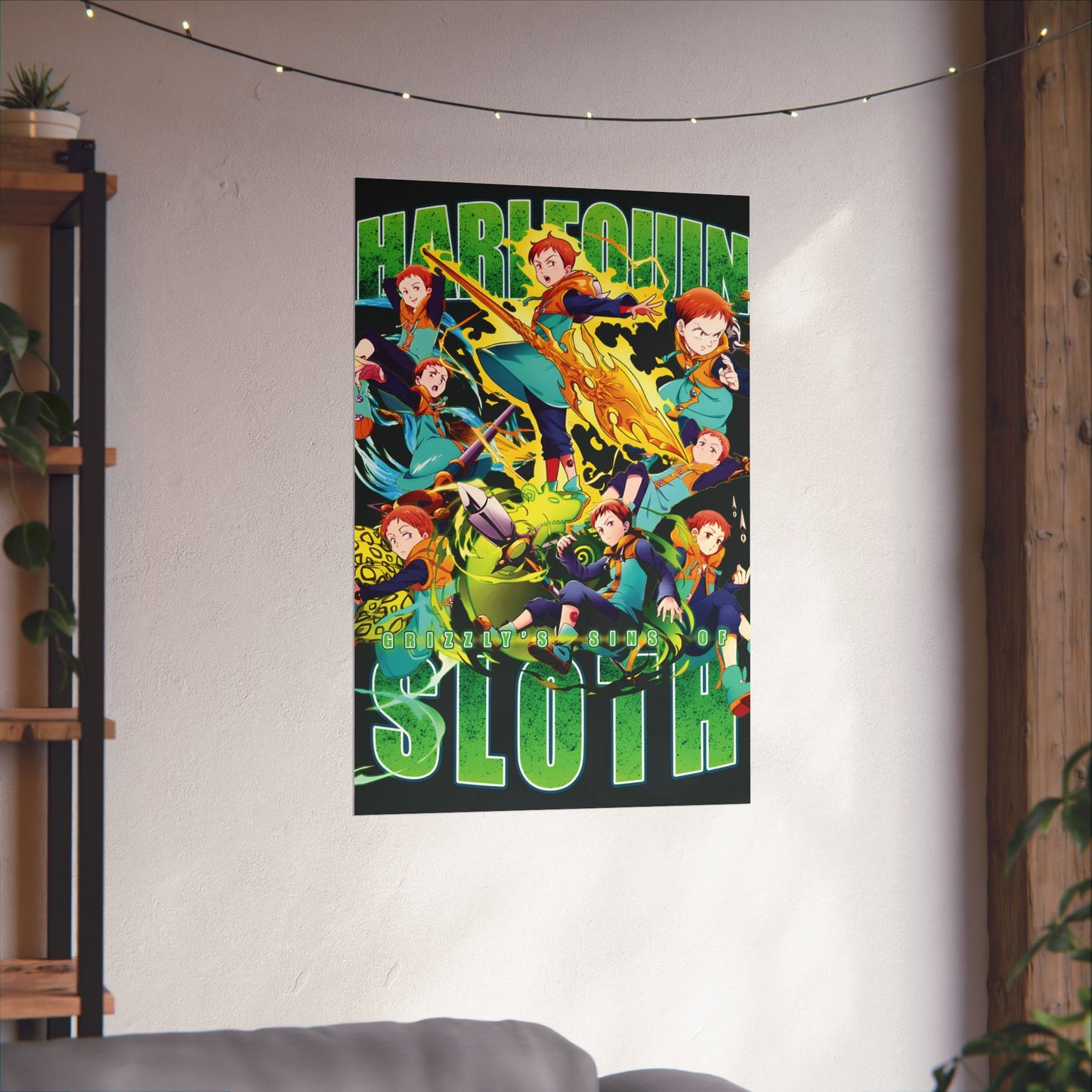 Harlequin King Poster | Anime-Inspired Wall Art | Grizzly Sin of Sloth Decor | Otaku Manga Print | Shonen Anime Poster